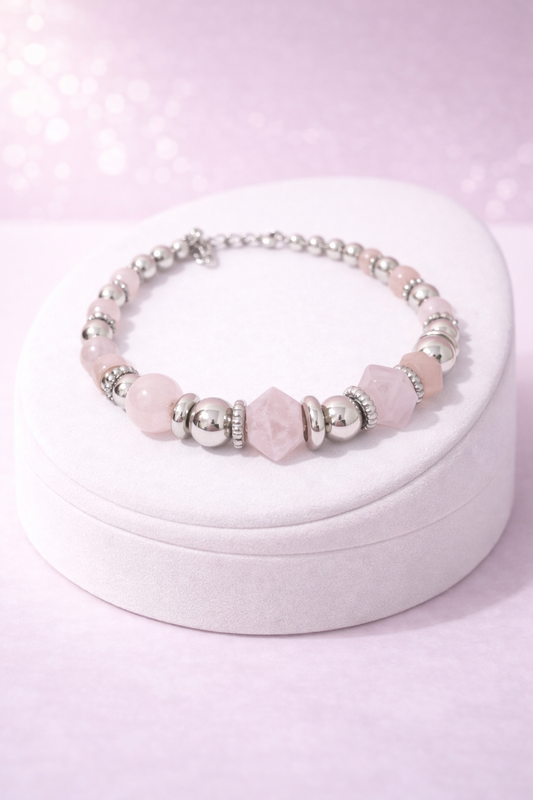 PULSERA DE CUARZO ROSA